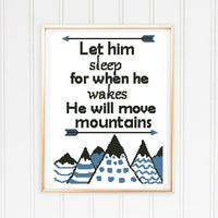 Let him sleep for when he wakes he will move mountains - Cross Stitch Pattern (Digital Format - PDF)
