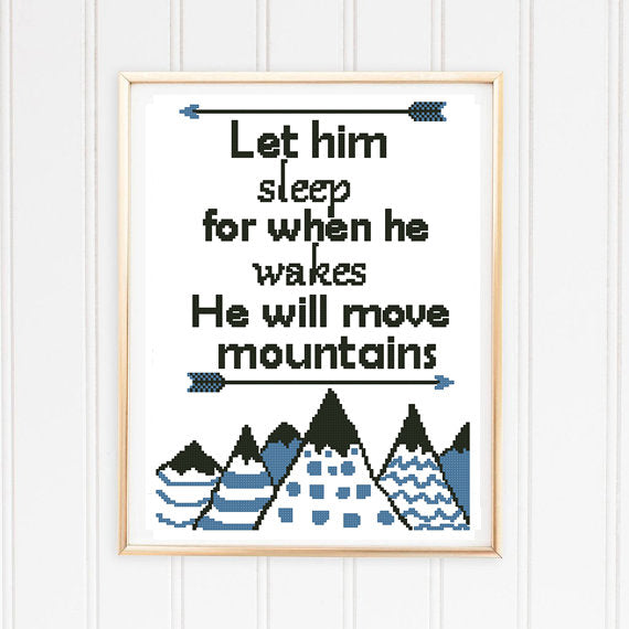 Let him sleep for when he wakes he will move mountains - Cross Stitch Pattern (Digital Format - PDF)