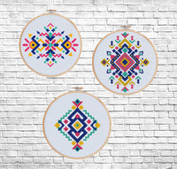 Mexican geometric ornaments set - Cross Stitch Pattern (Digital Format - PDF)