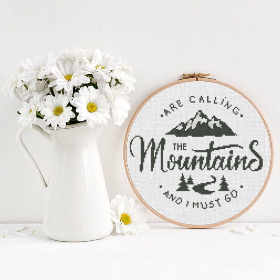 Mountains are calling and i must go- Cross Stitch Pattern (Digital Format - PDF)
