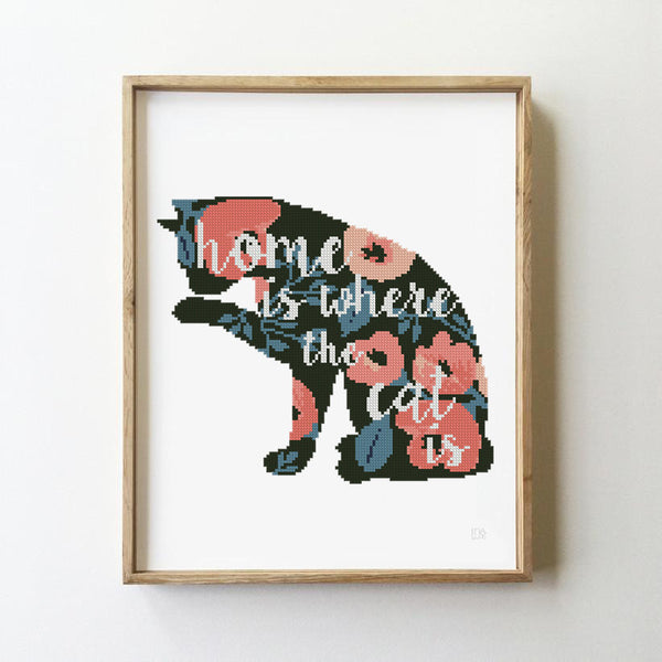 Home is where the cat is  - Cross Stitch Pattern (Digital Format - PDF)
