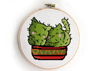 Cat cactus  - Cross Stitch Pattern (Digital Format - PDF)