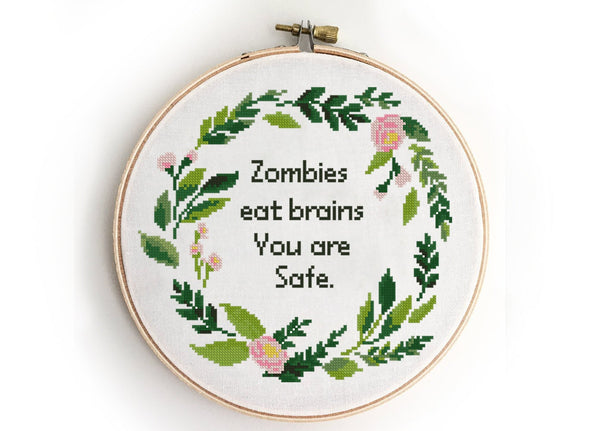 Zombie eat brains - Cross Stitch Pattern (Digital Format - PDF)