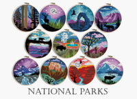 Set of 11 national parks NIGHT- Cross Stitch Pattern (Digital Format - PDF)