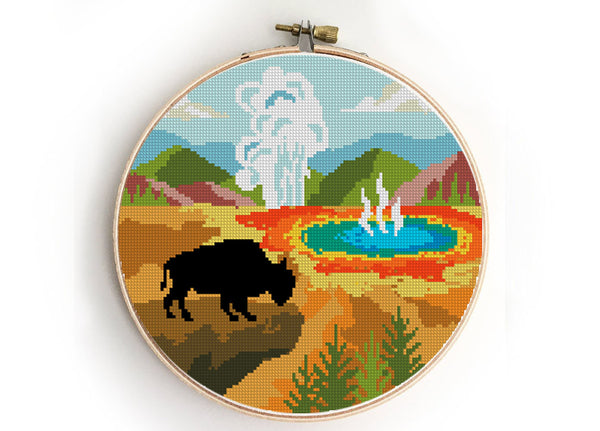Yellowstone national park- Cross Stitch Pattern (Digital Format - PDF)