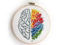 Set of 2 rainbow heart and brain - Cross Stitch Pattern (Digital Format - PDF)
