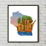 Wisconsin state - Cross Stitch Pattern (Digital Format - PDF)