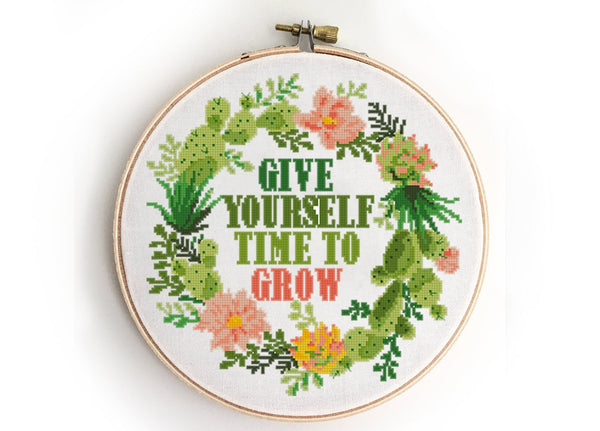 Give yourself time to grow - Cross Stitch Pattern (Digital Format - PDF)