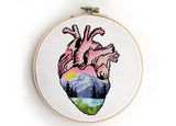 Landscape in heart - Cross Stitch Pattern(Digital Format - PDF)