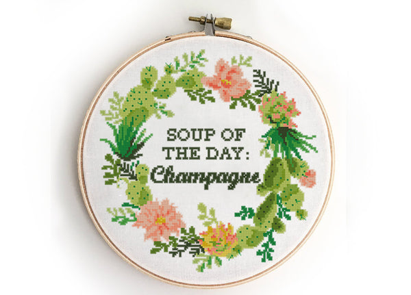 Soup of the day Champagne - Cross Stitch Pattern (Digital Format - PDF)