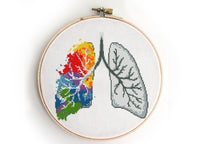 Rainbow lungs - Cross Stitch Pattern (Digital Format - PDF)
