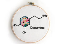 Set of 3 molecules Dopamine Adrenaline Serotonin - Cross Stitch Pattern (Digital Format - PDF)