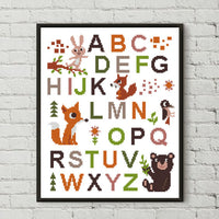Nursery alphabet with woodland animals - Cross Stitch Pattern (Digital Format - PDF)