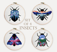 Set of 4 insects - Cross Stitch Pattern (Digital Format - PDF)