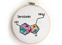 Set of 3 molecules Dopamine Adrenaline Serotonin - Cross Stitch Pattern (Digital Format - PDF)