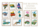 Set of 12 The Beautiful United Kingdom - Cross Stitch Pattern (Digital Format - PDF)