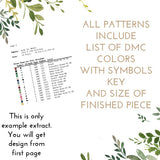 Navy and pink wreath - Cross Stitch Pattern (Digital Format - PDF)