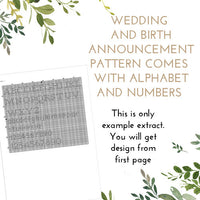 Green wreath wedding record - Cross Stitch Pattern (Digital Format - PDF)
