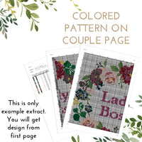 Wedding floral wreath- Cross Stitch Pattern (Digital Format - PDF)