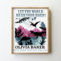 Dinosaurs birth announcement - Cross Stitch Pattern (Digital Format - PDF)