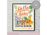 Hello baby jungle birth announcement  - Cross Stitch Pattern (Digital Format - PDF)