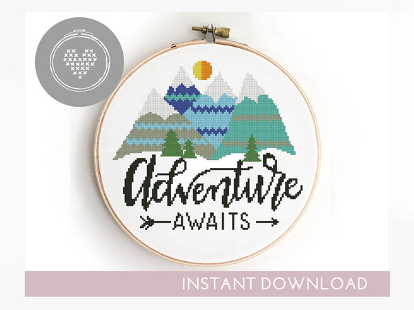 Adventure awaits - Cross Stitch Pattern (Digital Format - PDF)