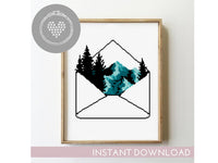 Letter with mountains - Cross Stitch Pattern (Digital Format - PDF)